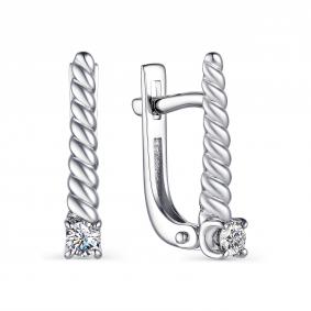 Серьги из белого золота АЛЬКОР 23307-200 с бриллиантом 23307-200 фото