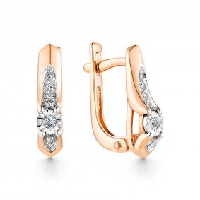 Золотые серьги АЛЬКОР 23319-100 с бриллиантом 23319-100 фото