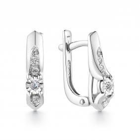 Серьги из белого золота АЛЬКОР 23319-200 с бриллиантом 23319-200 фото