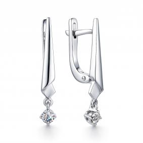 Серьги из белого золота АЛЬКОР 23329-200 с бриллиантом 23329-200 фото