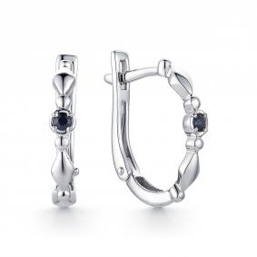 Серьги из белого золота АЛЬКОР 23330-202 с сапфиром 23330-202 фото