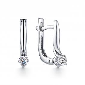 Серьги из белого золота АЛЬКОР 23341-200 с бриллиантом 23341-200 фото