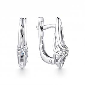 Серьги из белого золота АЛЬКОР 23343-200 с бриллиантом 23343-200 фото