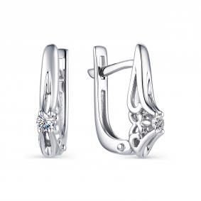 Серьги из белого золота АЛЬКОР 23344-200 с бриллиантом 23344-200 фото