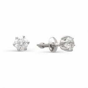 Серьги из белого золота АЛЬКОР 2338-200 с бриллиантом 2338-200 фото