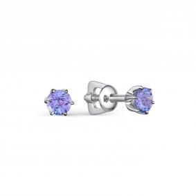 Серьги из белого золота АЛЬКОР с танзанитом 2338-204 2338-204 фото