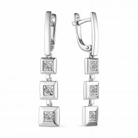 Серьги из белого золота АЛЬКОР 23383-200 с бриллиантом 23383-200 фото