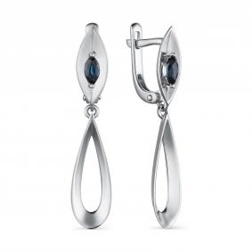 Серьги из белого золота АЛЬКОР 23404-202 с сапфиром 23404-202 фото