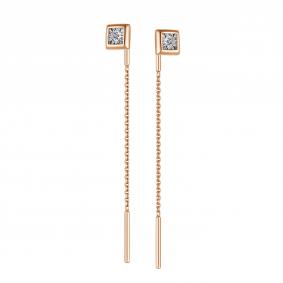 Золотые серьги АЛЬКОР 23427-100 с бриллиантом 23427-100 фото