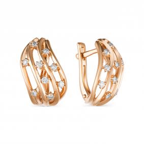 Золотые серьги АЛЬКОР 23433-100 с бриллиантом 23433-100 фото