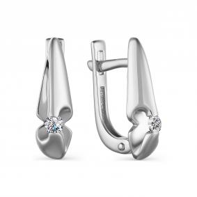 Серьги из белого золота АЛЬКОР 23438-200 с бриллиантом 23438-200 фото