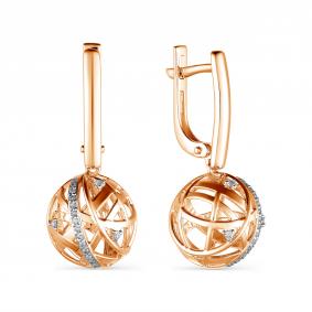 Золотые серьги АЛЬКОР 23444-100 с бриллиантом 23444-100 фото