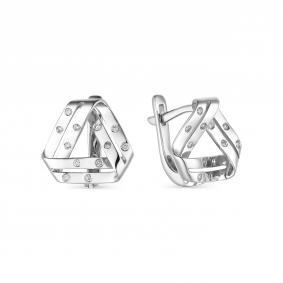 Серьги из белого золота АЛЬКОР 23448-200 с бриллиантом 23448-200 фото