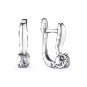 Серьги из белого золота АЛЬКОР 23449-200 с бриллиантом 23449-200 фото
