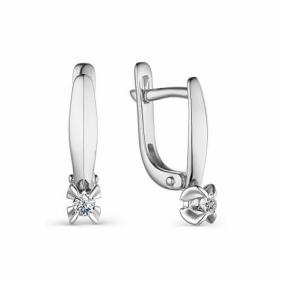 Серьги из белого золота АЛЬКОР 23450-200 с бриллиантом 23450-200 фото