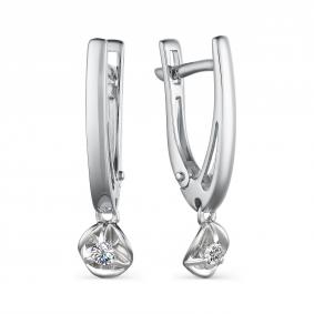 Серьги из белого золота АЛЬКОР 23460-200 с бриллиантом 23460-200 фото