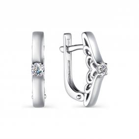 Серьги из белого золота АЛЬКОР 23464-200 с бриллиантом 23464-200 фото