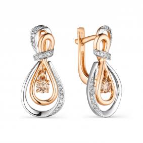 Золотые серьги АЛЬКОР с подвижным бриллиантом 23471-117 23471-117 фото