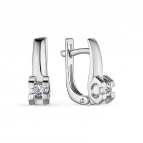 Серьги из белого золота АЛЬКОР 23473-200 с бриллиантом 23473-200 фото