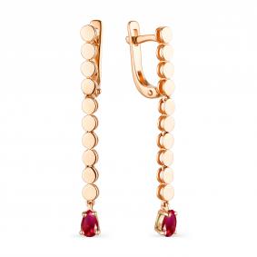 Золотые серьги АЛЬКОР 23482-103 с рубином 23482-103 фото