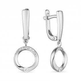 Серьги из белого золота АЛЬКОР 23487-200 с бриллиантом 23487-200 фото