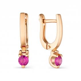 Золотые серьги АЛЬКОР 23489-103 с рубином 23489-103 фото