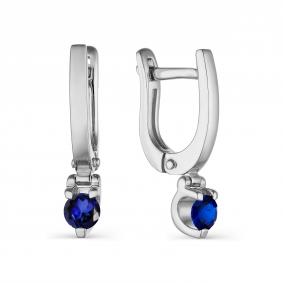 Серьги из белого золота АЛЬКОР 23489-202 с сапфиром 23489-202 фото