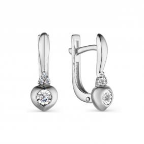 Серьги из белого золота АЛЬКОР 23490-200 с бриллиантом 23490-200 фото