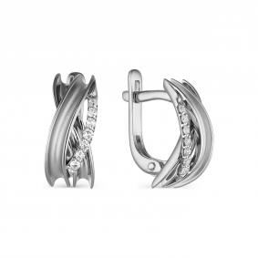 Серьги из белого золота АЛЬКОР 23495-Б00 с бриллиантом 23495-Б00 фото