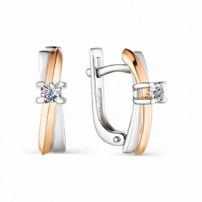 Серьги из белого золота АЛЬКОР 23506-200 с бриллиантом 23506-200 фото
