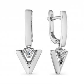 Серьги из белого золота АЛЬКОР 23507-200 с бриллиантом 23507-200 фото