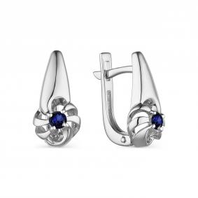 Серьги из белого золота АЛЬКОР 23511-202 с сапфиром 23511-202 фото
