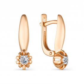 Золотые серьги АЛЬКОР 23512-100 с бриллиантом 23512-100 фото