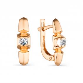 Золотые серьги АЛЬКОР 23516-100 с бриллиантом 23516-100 фото