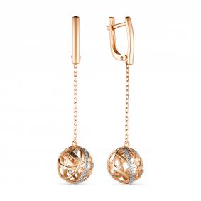 Золотые серьги АЛЬКОР 23518-100 с бриллиантом 23518-100 фото