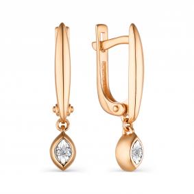 Золотые серьги АЛЬКОР 23525-100 с бриллиантом 23525-100 фото