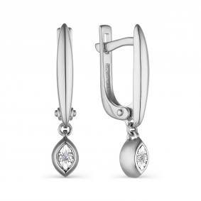 Серьги из белого золота АЛЬКОР 23525-200 с бриллиантом 23525-200 фото