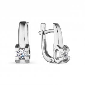 Серьги из белого золота АЛЬКОР 23528-200 с бриллиантом 23528-200 фото
