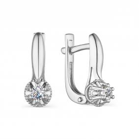 Серьги из белого золота АЛЬКОР 23532-200 с бриллиантом 23532-200 фото