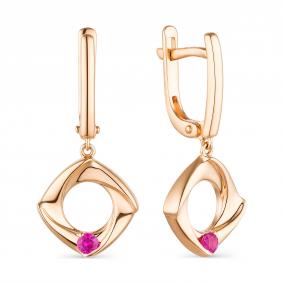 Золотые серьги АЛЬКОР 23533-103 с рубином 23533-103 фото