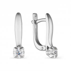 Серьги из белого золота АЛЬКОР 23536-200 с бриллиантом 23536-200 фото