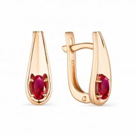 Золотые серьги АЛЬКОР 23546-103 с рубином 23546-103 фото