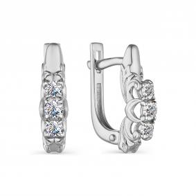 Серьги из белого золота АЛЬКОР 23552-200 с бриллиантом 23552-200 фото
