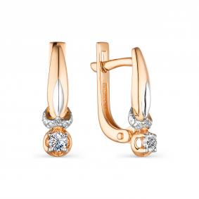 Золотые серьги АЛЬКОР 23553-100 с бриллиантом 23553-100 фото