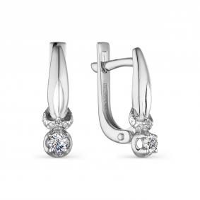 Серьги из белого золота АЛЬКОР 23553-200 с бриллиантом 23553-200 фото