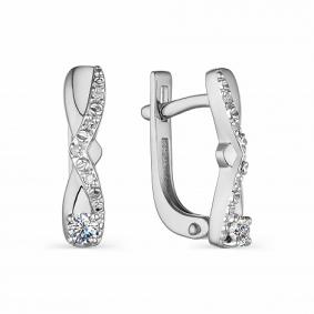 Серьги из белого золота АЛЬКОР 23556-200 с бриллиантом 23556-200 фото
