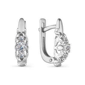 Серьги из белого золота АЛЬКОР 23557-200 с бриллиантом 23557-200 фото