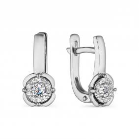 Серьги из белого золота АЛЬКОР 23570-200 с бриллиантом 23570-200 фото