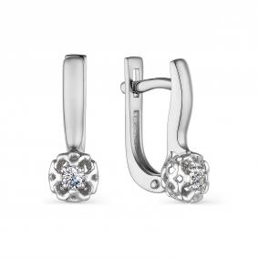 Серьги из белого золота АЛЬКОР 23571-200 с бриллиантом 23571-200 фото