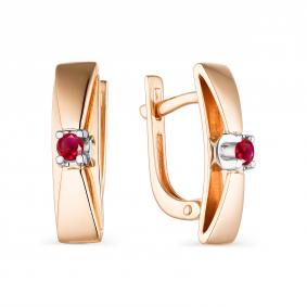 Золотые серьги АЛЬКОР 23575-103 с рубином 23575-103 фото
